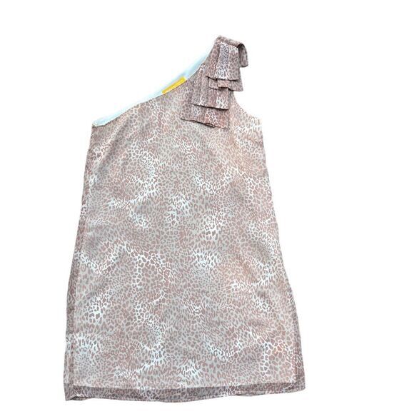 Walter Baker One-Shoulder Animal Print Dress M Pink Ruffle Party/Cocktail - Picture 1 of 8